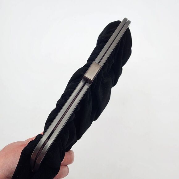 Vintage Y2K Convertible Evening Bag Elegant Chic Black Velvet Clutch Party Event - Picture 6 of 12